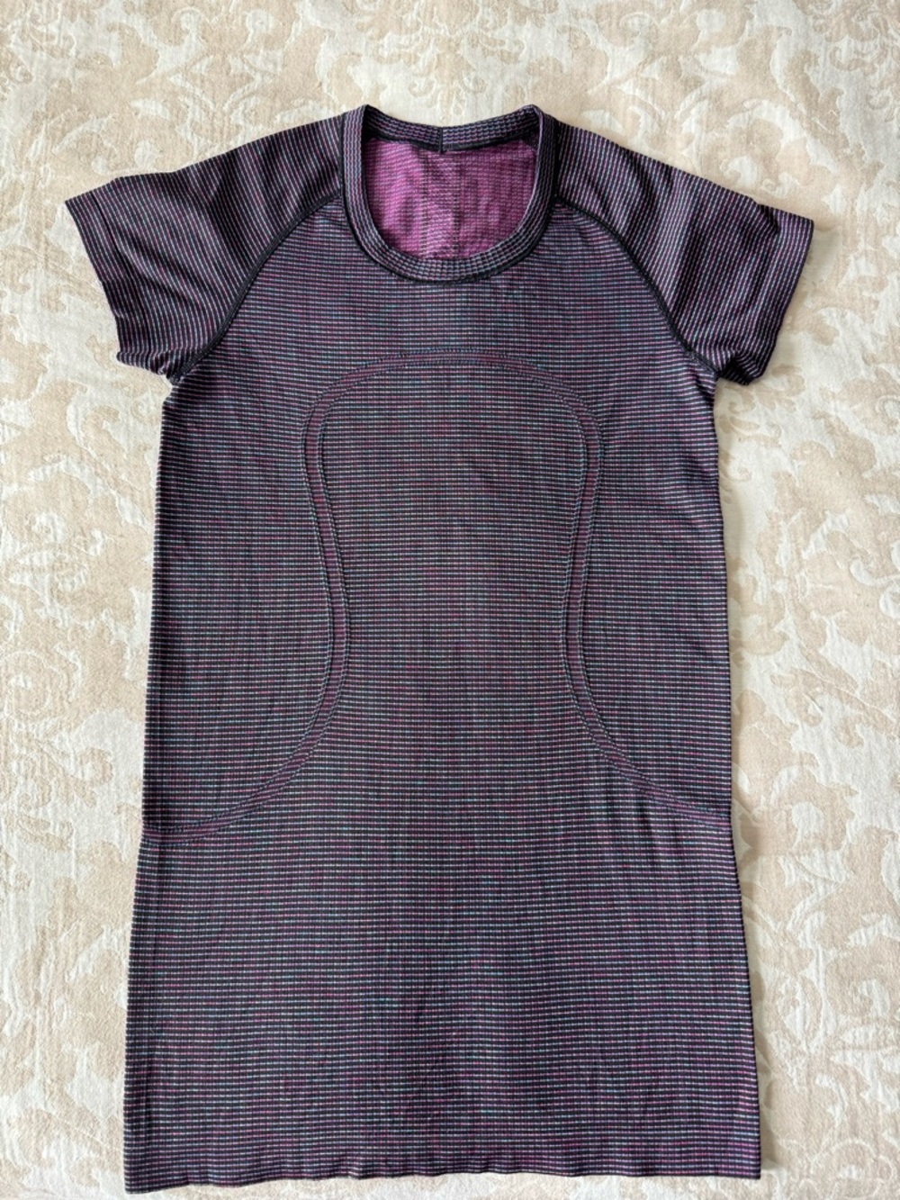 lululemon athletica Purple Striped Short-Sleeve Active Tee
